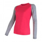 Dámské triko Sensor Merino Active PT Logo dl.rukáv růžová se šedou